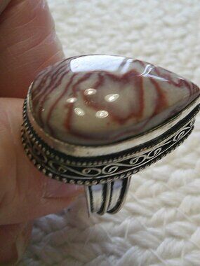 Natural CRAZY LACE AGATE Handmade Sterling 925 RIng Size 8 #729E